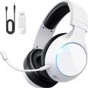 TA4000 2.4GHz/Bluetooth 5.3 Wireless Gaming Headset for PC, PS5, PS4  Over-Ear Headphones with ENC Mic, 60H Playtime, 3.5mm Wired Mode, Compatible with Switch, Mac, Mobile & Controller (White)