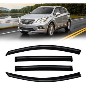 Rain Guards for 2016-2020 Buick Envision, Out-Channel Window Visor Shields Vent Deflector Shade Wind Dark Smoke 2017 2018 2019 2020 16 17 18 19 20, Tape-On Outside-Mount, 4PCS