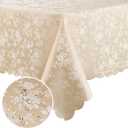 Smiry Rectangle Table Cloth, Waterproof Heavy Duty Vinyl Tablecloths, Wipeable Washable Table Cover for Kitchen and Dining Room (Beige, 60" X 140")