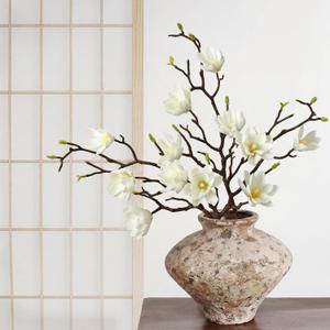 XunYee 3 Pcs Artificial Magnolia Flowers Stems Faux Magnolia Branches with Buds, 28.3" Long Stems Floral Arrangement for Vase Pot Table Centerpiece Indoor Decor