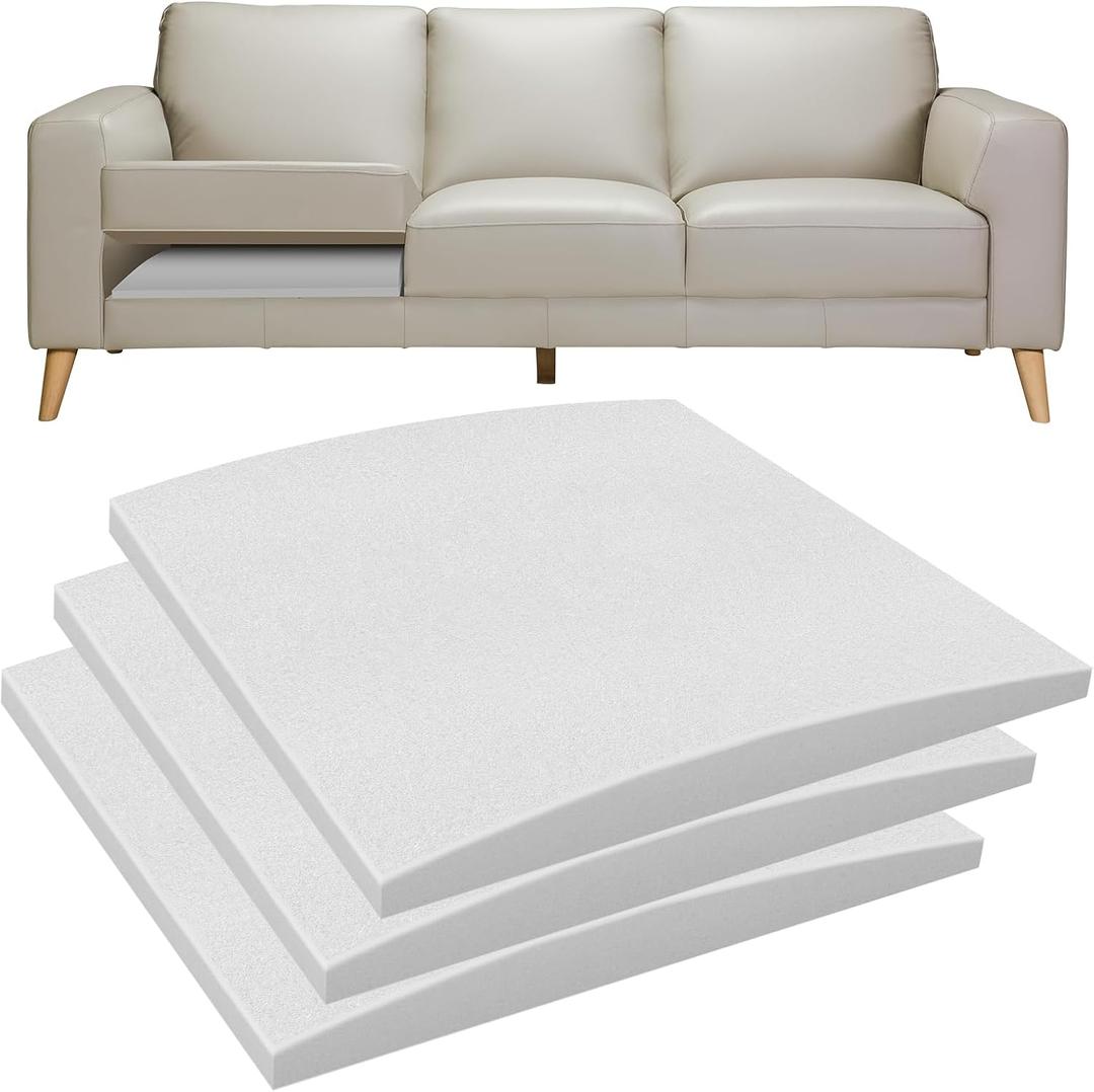Couch Cushions Support for Sagging Seat 20"X 20"Insert pads Supports Board Sofa Furniture seat Cushion Under Sag Repair, Curved High Density Foam Replacement for Sectional Loveseat Chair Gray Set of 3 (2020, Grey-3p)