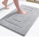 Buganda Bathroom Rugs, 24" x 16", Soft and Absorbent Microfiber Bath Rugs, Non-Slip Shaggy Shower Carpet, Machine Wash Dry Bath Mats for Bathroom Floor, Tub and Shower, Grey