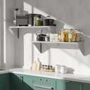 2 Pack Stainless Steel Shelf 18"x48" 400LB, Commercial Stainless Steel Shelves Wall Mounted, Heavy Duty Metal Floating Shelving for Home Kitchen, Restaurant, Garage