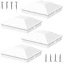 Goovilla 4x4 inches Post Caps White(Actual 3.5" x 3.5"), 4 Pack Fence Post Caps with 8 Screws and Easy Installation, Sturdy Waterproof Plastic Deck Post Caps with Frosted Finishing Touch, Protect Wood Post