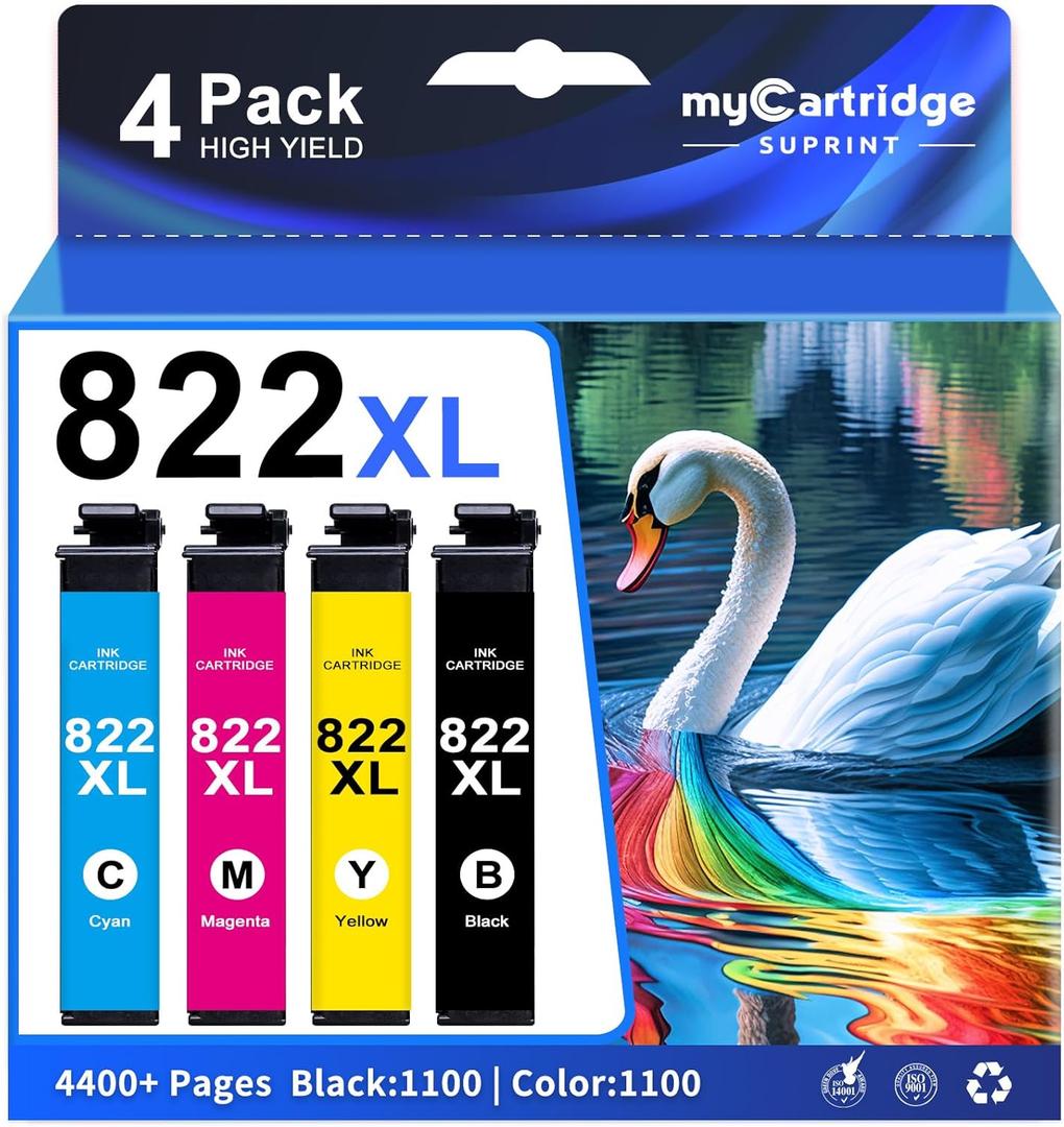 822XL Ink Cartridges Combo Pack Remanufactured Replacement for Epson 822XL Ink Cartridges for 822XL Printer Ink Epson use with WF-3820 Workforce Pro WF-4820 WF-3820 WF-4820 822 (Packaging May Vary)