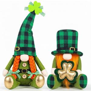 LEKSON St Patricks Day Decorations Gnomes Set, Lucky Shamrock Boy & Girl Irish Gnome with Weighted Bottom, Shelf Sitters for Tiered Tray, Farmhouse Mantel, Table & Home Decor Gift