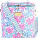 Lilly Pulitzer Insulated Wine Carrier, Cooler Bag Holds up to 4 Bottles of Wine, Soft Cooler with Adjustable/Removable Strap and Double Zipper Close (Beachside Haven)
