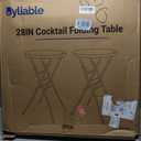 Byliable Cocktail Table 28in Folding Round High Top Indoor Outdoor with Removable Legs, Tall Bistro Foldable Bar Height Table for Parties, Patio, Backyard, Dining, Wedding, White- 2PCS, 28''43''/2PC