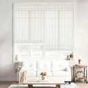 No Drill Bamboo Roman Shades Cordless, White, 30" W x 64" H | Light Filtering Window Blinds with Valance, Sheer-View, Natural Woven Wood Shades for Living Room Dining Room,