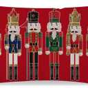 PANDICORN Christmas Throw Pillow Cover 12x20 Inch Nutcracker Christmas Decor Red Outdoor Xmas Party Decorations Winter Holiday Lumbar Decorative Cushion Case for Home Room Sofa Couch Porch
