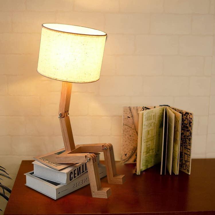 Cute Desk Lamp,Unique Lamps,Wood Table Lamp,Adjustable Legs and Arms,Cool Lamps Desk Light Home Office LivingRoom Bedroom Decoration,Novelty,Bookshelf,E26 Base Holder