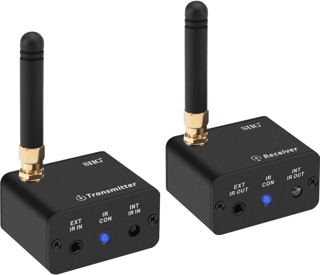 SIIG Pro Wireless IR Remote Control Extender Kit, Infrared Repeater Signal Booster, IR 20 to 60 KHz - USB Powered Transmitter and Receiver with Pairing Button - 656FT (200m) CE-RC0111-S1