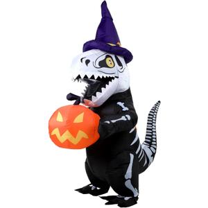 Jenaai Skeleton Inflatable Dinosaur Halloween Costume Kids Blow up Outfit for Boys Inflatable Dinosaur Halloween Pumpkin Costume Full Body Party Trick or Treat Activity Dress Cosplay
