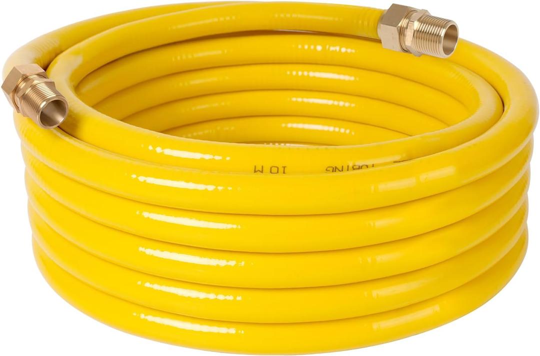 33ft 3/4'' CSST Natural Gas Line Gas Tubing Pipe Kit for Construction Heaters NG Appliance Propane Equipment with 2 Male Fittings (33ft 3/4'')