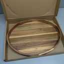 Acacia Wood Serving Tray for Ottoman - Large, Decorative Table Tray for Living Room, Coffee Table, Breakfast in Bed, Candle & Flower Display, Desktop Organizer, 17"x13" Round