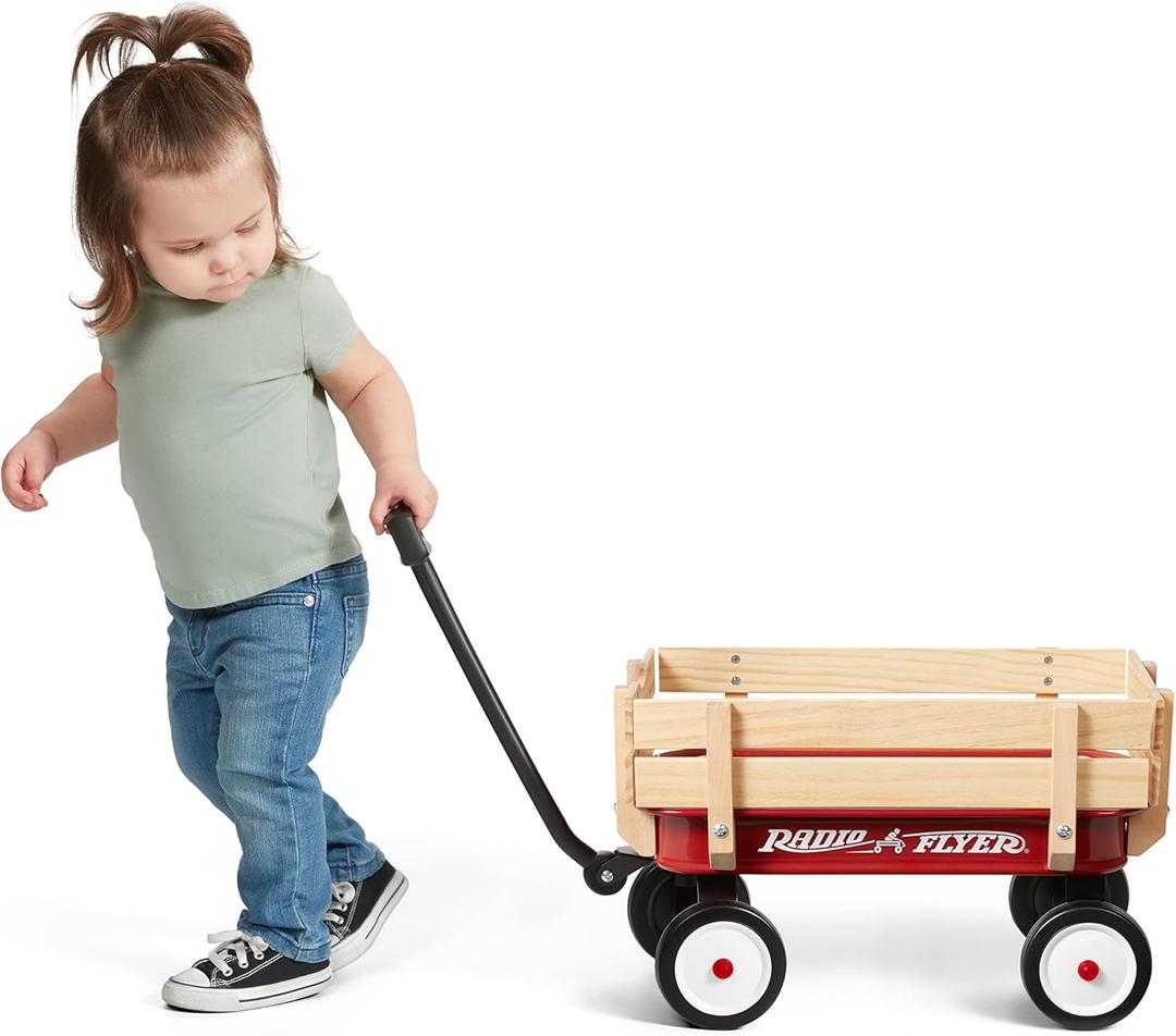 Radio Flyer My 1st Miniature Steel & Wood Wagon, 19" Long Toy Wagon for Kids 1.5+