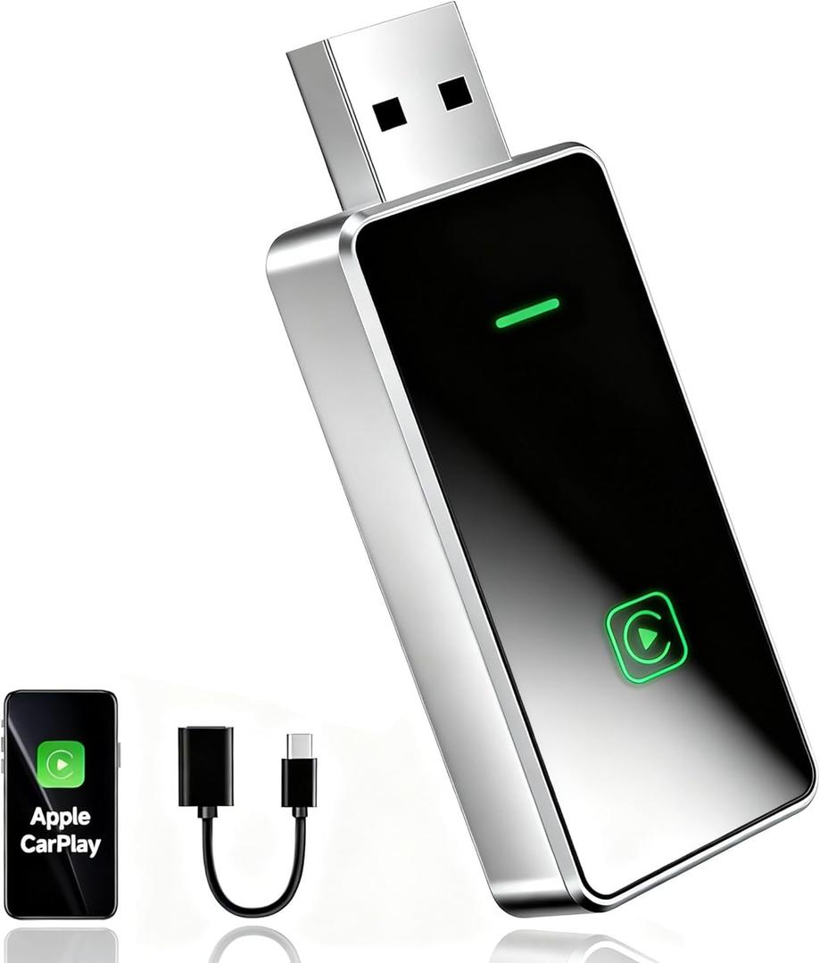 Wireless CarPlay Adapter for iPhone iOS 10+ & Cars from 2015+, Mini Edition, Converts Factory Wired to Wireless CarPlay Dongle Plug & Play, Stable Car Control & No Delay (Black)