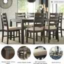 Signature Design by Ashley Rokane 7-Piece Dining Room Table Set with 6 Upholstered Chairs - Brown Wood 20" Rectangular Table & Chair Set for Kitchen Dining Room, 36" W x 59.88" D x 30" H