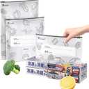 2 x Reusable Aluminum Foil Bags, Freezer Safe & Leak Proof Stand Up Storage Bags with Zipper for Meat Seafood Vegetables, Heavy Duty BPA Free Food Storage Containers (Large)