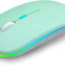 AIKOKOK Wireless Bluetooth Mouse - Rechargeable Laptop Mice - with LED Lights, Dual Mode(Bluetooth 5.2 & Portable USB 2.4G) Connection, Silent Computer Mouse for Laptop, iPad, Tablet, MacBook, & PC (Green)