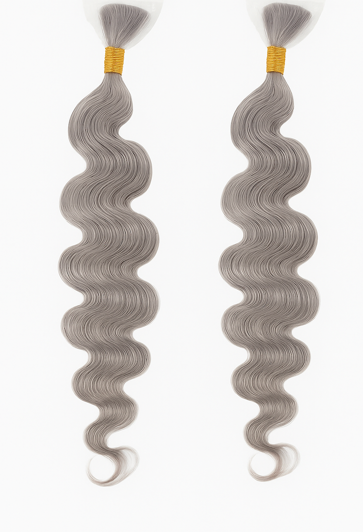 Habiliana Curly Grey Human Braiding Hair 2 Bundles Total 100g 20 Inch Grey Bulk Bundles Braiding Brazilian Virgin Curly Human Hair Extensions for Boho Braids