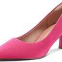 mysoft Kitten Heels for Women Low Heel Pumps 2 Inch Closed Toe Wedding Dress Shoes (7, Hot Pink)