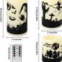 12-Pack Halloween Ink Painting Large Electronic Waxes with Remote Control, Flameless LED Candles for Halloween Spooky, Halloween Ambient Sense Artifacts.