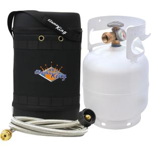 Flame King Gas Hauler Pro Kit - Insulated Protective Carry Case, 5LB Propane Tank with Built-in Gauge and 5-FT Adapter Hose for Camping and Outdoor Adventures