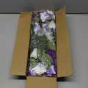 Artificial Flowers for Outdoors, Faux Petunias Spring Summer Decoration, Fake Flowers Plants UV Resistant Look Real Silk Flowers for Outside Planter Front Door Porch Patio Yard (6, Purple-White)