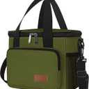 Femuar Lunch Bags for Women/Men, Insulated Lunch Bag for Work Office Picnic - Large Lunch Cooler Bag Leakproof Lunch Box with Adjustable Shoulder Strap for Adults - Army Green