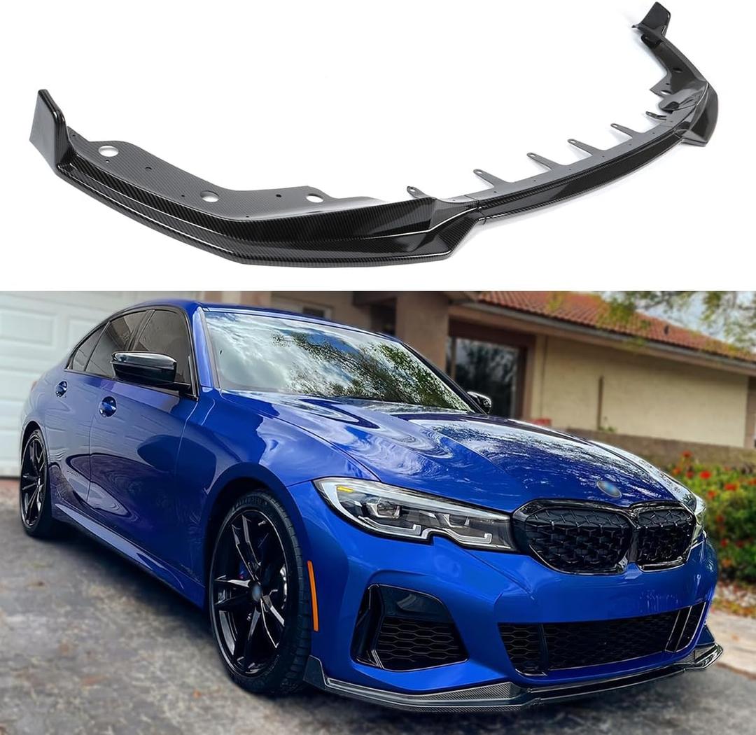 Front Lip Compatible with BMW G20 330e 330i M340i M-Sport 3-Series 2019-2022, MP Style Bumper Air Dam Lower Chin Spoiler Splitter, Protection Body (Carbon Fiber Pattern)
