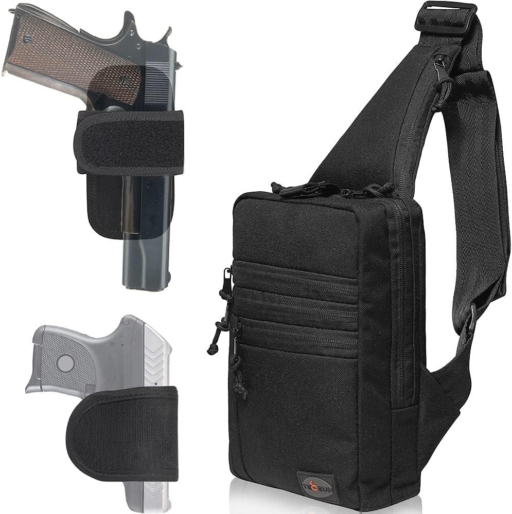TECEUM Tactical Compact Sling Bag CCW for Everyday 10+ Styles Shoulder EDC Crossbody Bag for Concealed Carry of Handgun