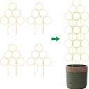 4 Pack Plant Trellis Indoor 15.7 Inch for climbing plants indoor Small Garden Trellis for Potted Plant Support Metal Wire Stackable Trellis Houseplant for Monstera Vines Lvy Pothos Accessories (4 gold)