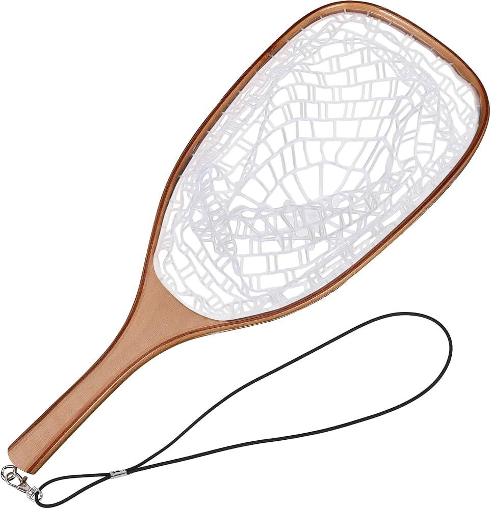 Fly Fishing Net, Soft Mesh Trout with Handle, Soft Rubber Mesh Net for Trout Bass Catch and Release, Gift for Anglers & Fly Fishing Enthusiasts