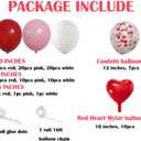 Valentines Red Pink White Party Balloons Arch, 110 PCS Valentines Color 18" 12" 5" Balloons Red Heart Foil Balloons for Girls Bday 1st 2nd 3rd 16th 18th 21st 30th Bridal Shower Bride to Be Decor