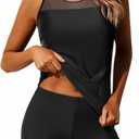 Yonique Tankini Swimsuits for Women with Shorts Athletic Two Piece Bathing Suits Racerback Tank Tops Swimwear (Black, M)