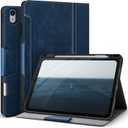 Antbox Case for iPad Air 11-inch M4/M3/M2 (2026/2025/2024), iPad Air 5th/4th Generation 10.9'' Vegan Leather with Pencil Holder Typing Angle Auto Sleep/Wake Muti-Stand (Blue)