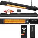 Ceiling Electric Outdoor Heater Wifi Control Wall-Mounted Hanging Patio 1500W Infrared 9 Heat Levels, 24H Timers, Carbon Fiber Tube Heating Wall Heater for Gazebo, Balcony (Clear Quartz Glass)