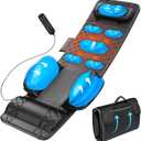 Full Body Massage Mat with Heat, 3D Stretching Back Massager Pad for Bed Sofa Floor, Lumbar & Neck Support, 4 Modes 3 Intensities 3 Heat Levels, Portable & Foldable, PU Leather, Gift for Dad/Mom