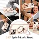 360 Spin Magnetic Stand (Pro-Version) for iPhone 16 Pro Max Case (Compatible with MagSafe) [Military Drop Protection] Matte Translucent Shockproof Protective Phone Case 6.9'', Desert Titanium