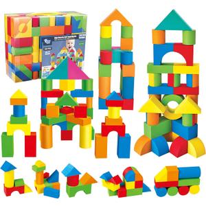 Foam Blocks for Toddlers, 138 Pieces EVA Soft Stacking Building Blocks Toy Set, Early Learning Construction Toys & Gifts for Kids, Boys & Girls 18+ Months 1-3 Years