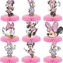 9PCS Pink Mouse Honeycomb Centerpieces For Birthday Party Decorations Table Centerpieces 3D Table Topper Birthday Party Supplies.