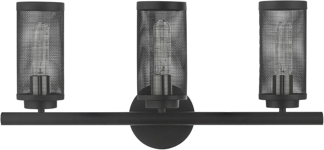 Livex Lighting 3 Light Black Bath Vanity Black W/Brushed Nickel Accents, 14123-04