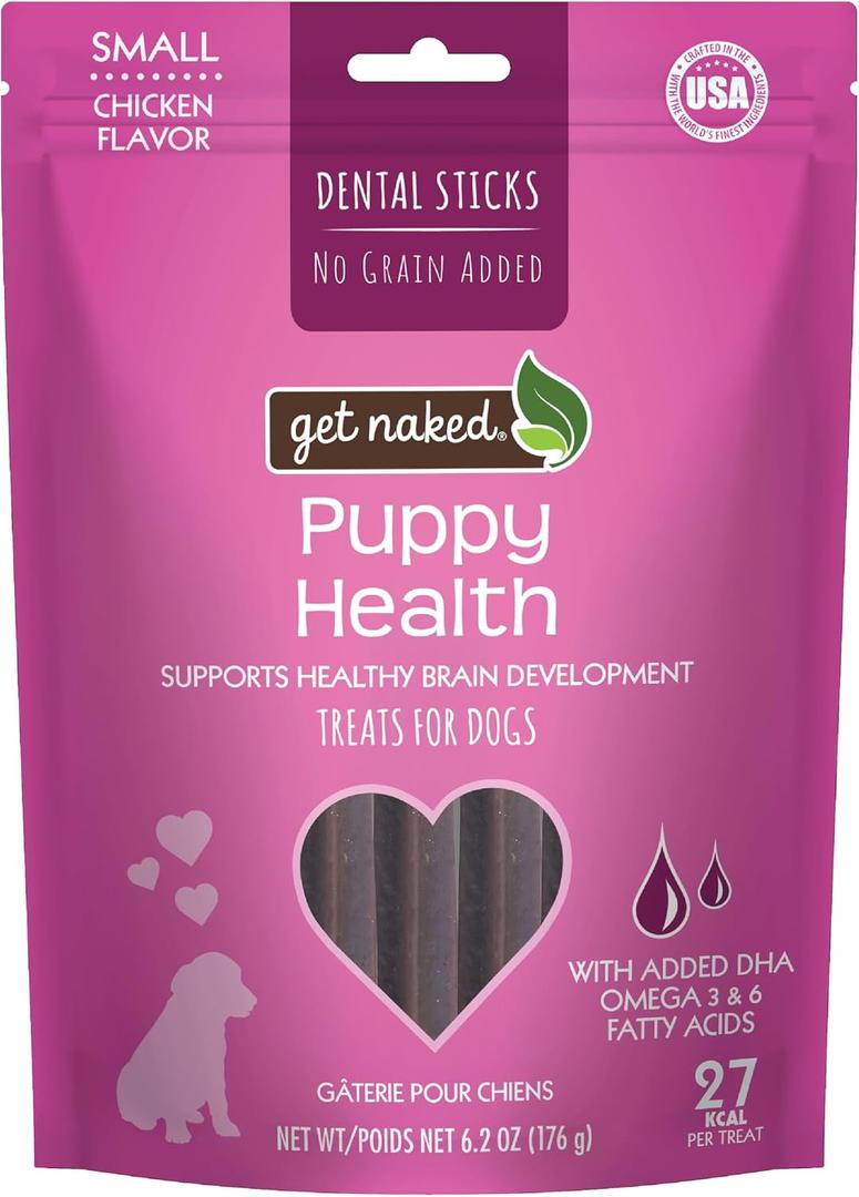 Get Naked Grain Free 1 Pouch 6.2 Oz Puppy Health Dental Chew Sticks, Small (EXP 10/01/27)