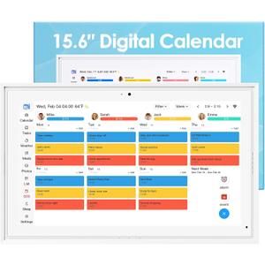 15.6 Inch Digital Calendar Touchscreen, Smart Family Electronic Calendar & Wall Planner with Schedule, Chore Chart, Meal Planner, Tasks, Wall & Desk Display, Digital Picture Frame Mode