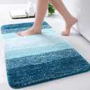 Arotive Microfiber Bathroom Rugs, Shaggy Soft and Absorbent Bath Rug, Non-Slip, Thick Plush Machine Washable Dry Bath Mats for Bathroom, Tub and Shower, 30x17, Peacock Blue, Rectangular
