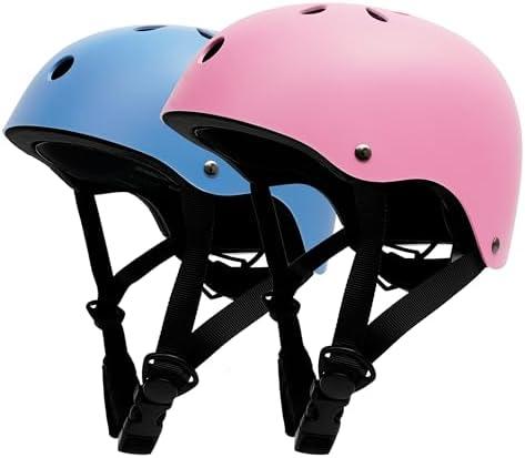 Kids Bike Helmet 2 Pack, Adjustable Toddler Helmet for Age 3-14 Boys Girls, Multi-Sport Helmet for Skateboard Roller Skateing Bicycle Scooter Blance Bike, Pink