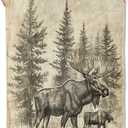 Vintage Moose Blanket Gifts for Adults Kids Soft Warm Lightweight Cozy Flannel Animal Rustic Pine Forest Throw Blankets for Bed Sofa Couch Living Room Decor 50x60in (Color12)