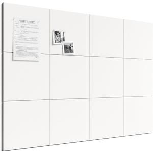 Bumusty Large Cork Board 48" x 36" Alternative - 12 Pack Felt Wall Tiles with 70 Safe Removable Adhesive Tabs, 30 Pushpins, Cork Boards for Walls Pin Board Bulletin Board Office Decor (Milky White)
