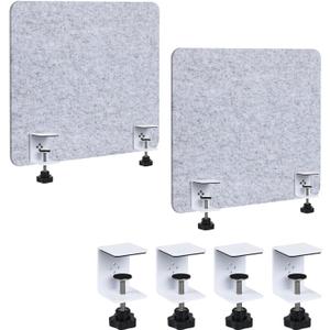 Desk Divider 2 Pcs Desk Privacy Panel 23.6'' x 23.6'',Acoustic Sound Absorbing and Noise Reducing Desk Partition for Office Desk,Clamp-on Desk Divider Partition with Adjustable Universal Base